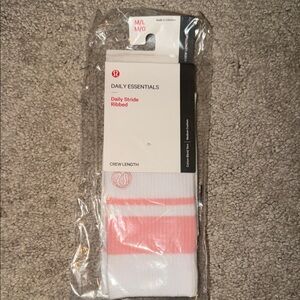 lululemon athletica White and Pink Crew Socks